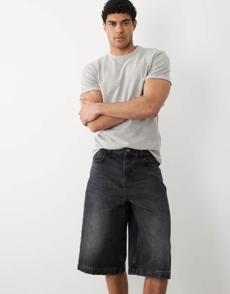 ASOS DESIGN – Czarne wydłużone szorty jeansowe - view 1