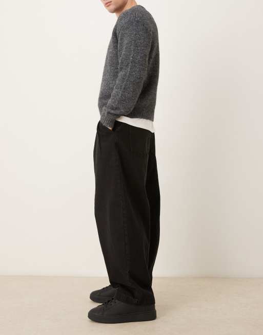 ASOS DESIGN – Czarne zwężane jeansy oversize z zakładkami, 3 z 5