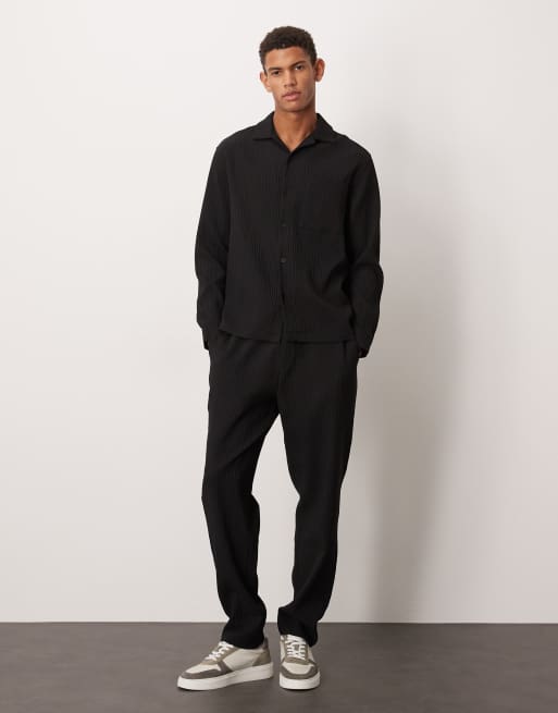 ASOS DESIGN – Czarne zwężane plisowane spodnie, część zestawu, 2 z 5