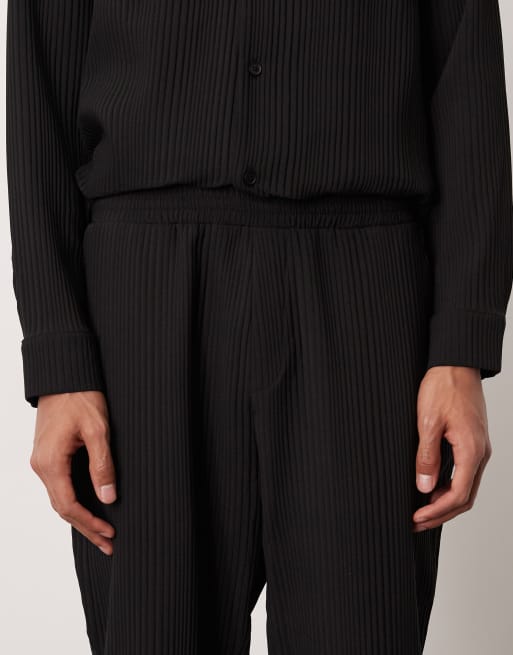 ASOS DESIGN – Czarne zwężane plisowane spodnie, część zestawu, 4 z 5
