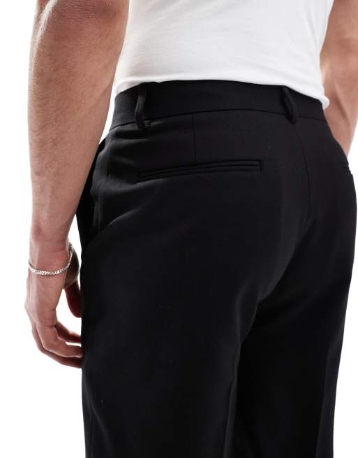 ASOS DESIGN – Czarne zwężane spodnie garniturowe z diagonalu, 4 z 5