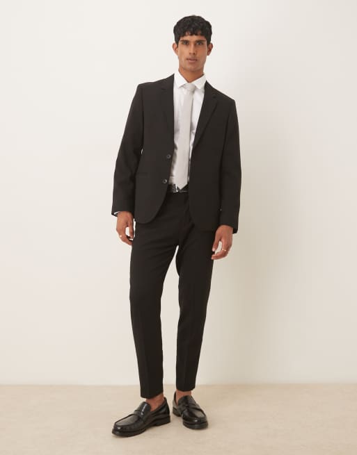 ASOS DESIGN – Czarne zwężane spodnie garniturowe z diagonalu, 2 z 5