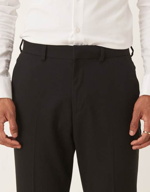 ASOS DESIGN – Czarne zwężane spodnie garniturowe z diagonalu, 4 z 5
