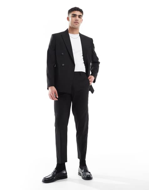 ASOS DESIGN tapered suit trousers in black