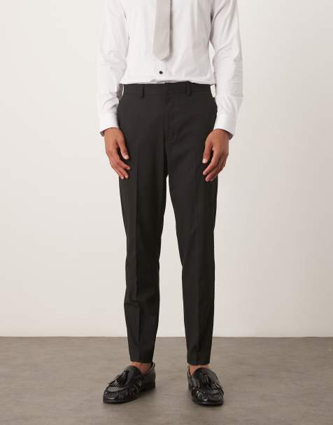 ASOS DESIGN tapered suit trousers in black