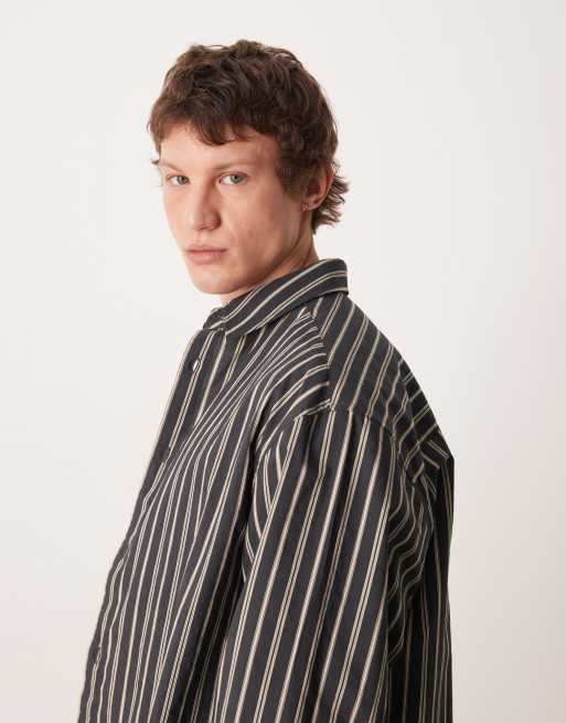 ASOS DESIGN – Czarno-beżowa koszula o pudełkowym kroju w paski, 4 z 5