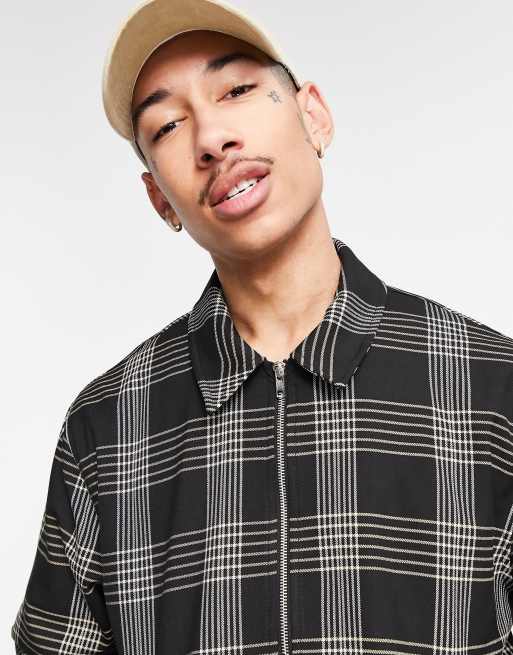 ASOS DESIGN – Czarno-biała kurtka bomberka oversize w kratkę
