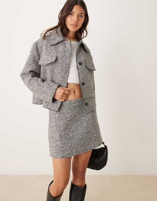 ASOS DESIGN – Czarno-biała kurtka trucker z materiału boucle, część zestawu