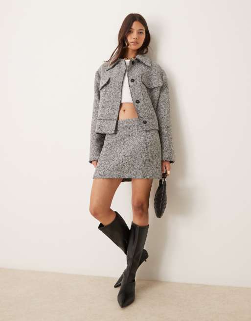 ASOS DESIGN – Czarno-biała spódnica z materiału bouclé, część zestawu