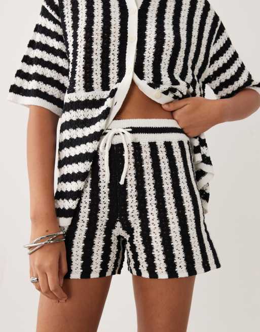 ASOS DESIGN – Czarno-białe szorty w paski, część zestawu, 3 z 5