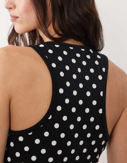 ASOS DESIGN – Czarno-biały top o fasonie bokserki w groszki, 4 z 4