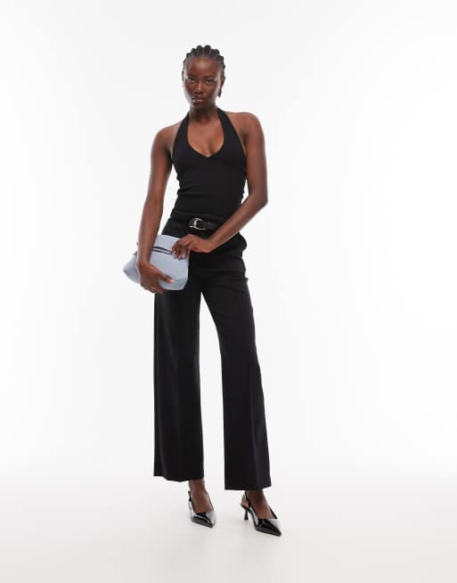 ASOS DESIGN – Czarny bawełniany top o gęstym splocie z dekoltem typu halter, 3 z 4