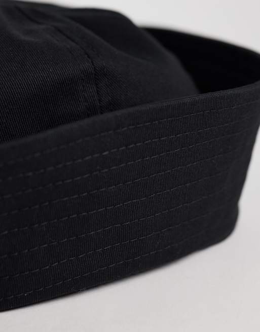 ASOS DESIGN – Czarny bawełniany wywinięty kapelusz typu boater, 2 z 3