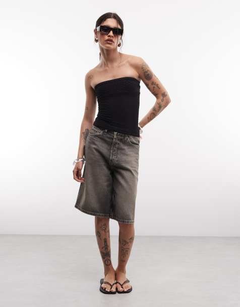 ASOS DESIGN – Czarny bezszwowy żakardowy top bandeau - view 1