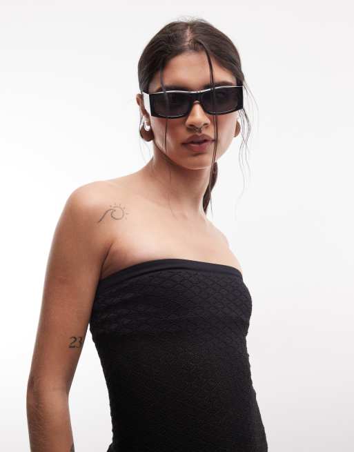 ASOS DESIGN – Czarny bezszwowy żakardowy top bandeau, 2 z 4