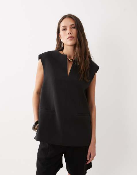 ASOS DESIGN – Czarny dopasowany top oversize o pudełkowym kroju - view 1