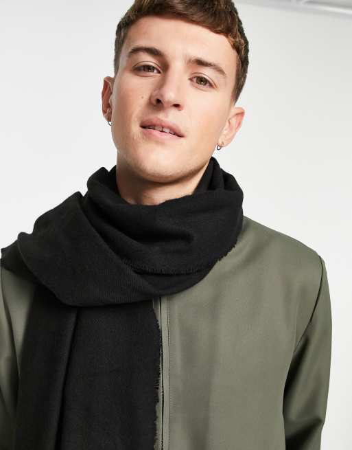 ASOS DESIGN – Czarny duży szal z frędzlami, 2 z 4