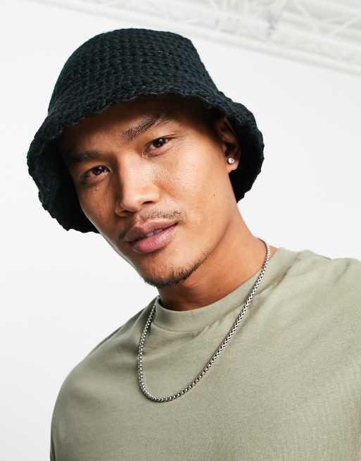 ASOS DESIGN – Czarny dzianinowy kapelusz typu bucket