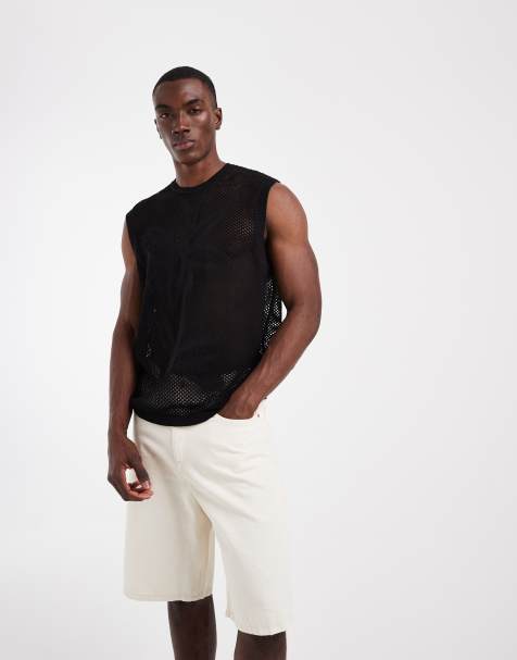 ASOS DESIGN – Czarny dzianinowy podkoszulek o luźnym kroju w kwiatowy wzór - view 1