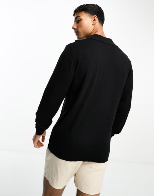 ASOS DESIGN – Czarny dzianinowy sweter z kołnierzykiem kubańskim, 2 z 5