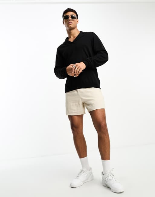 ASOS DESIGN – Czarny dzianinowy sweter z kołnierzykiem kubańskim, 4 z 5