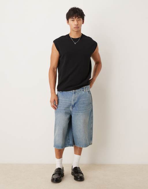  ASOS DESIGN – Czarny, dzianinowy top oversize bez rękawów, z okrągłym dekoltem, 2 z 4