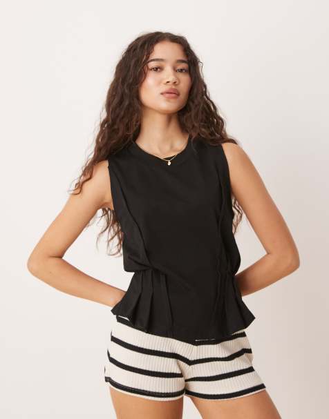 ASOS DESIGN – Czarny gorsetowy podkoszulek z ozdobnymi szwami - view 1