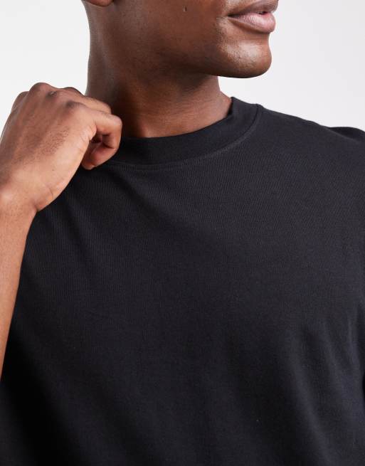 ASOS DESIGN – Czarny gruby T-shirt o luźnym kroju , 5 z 5