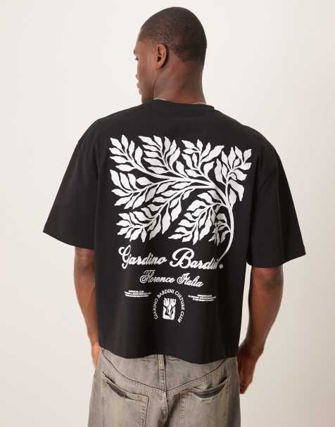ASOS DESIGN – Czarny gruby T-shirt oversize o pudełkowym kroju z nadrukiem - view 1