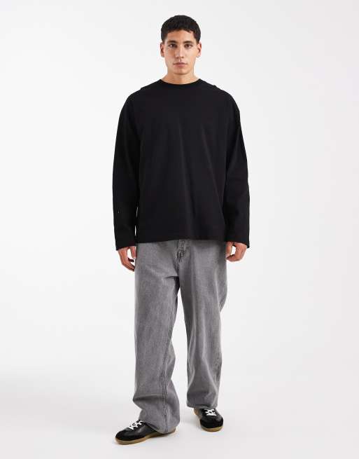 ASOS DESIGN – Czarny gruby T-shirt oversize z długimi rękawami , 2 z 5