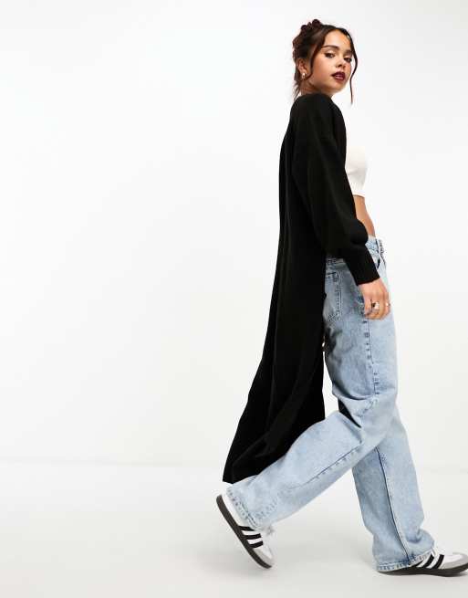 ASOS DESIGN – Czarny kardigan maxi z kieszeniami, 3 z 4