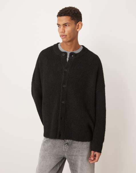 ASOS DESIGN super oversized knitted crew neck cardigan in black