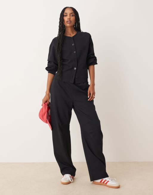 ASOS DESIGN – Czarny kardigan z dzianiny interlock, 2 z 4
