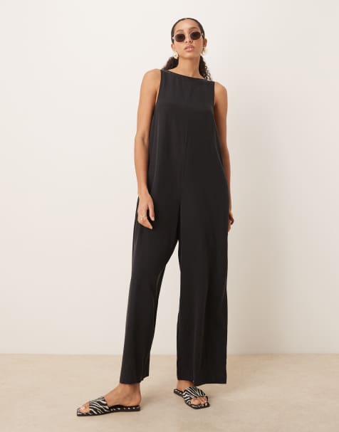 ASOS DESIGN – Czarny kombinezon z dekoltem w łódkę - view 1