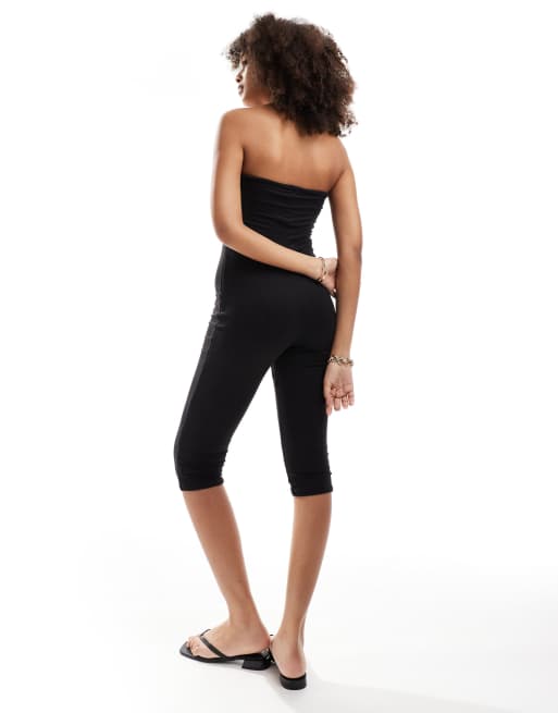 ASOS DESIGN – Czarny kombinezon z rybaczkami i dekoltem bandeau, 4 z 4