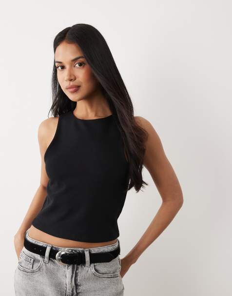 ASOS DESIGN – Czarny, kompaktowy, bardzo krótki top bawełniany o fasonie bokserki - view 1