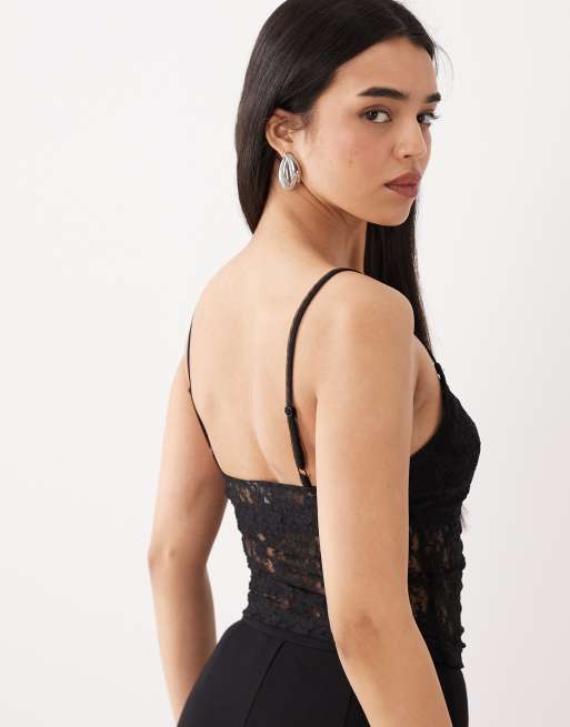 ASOS DESIGN – Czarny koronkowy top. na ramiączkach, 4 z 4