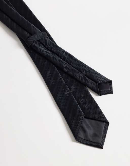 ASOS DESIGN – Czarny krawat w paski ze spinką do krawata, 2 z 3