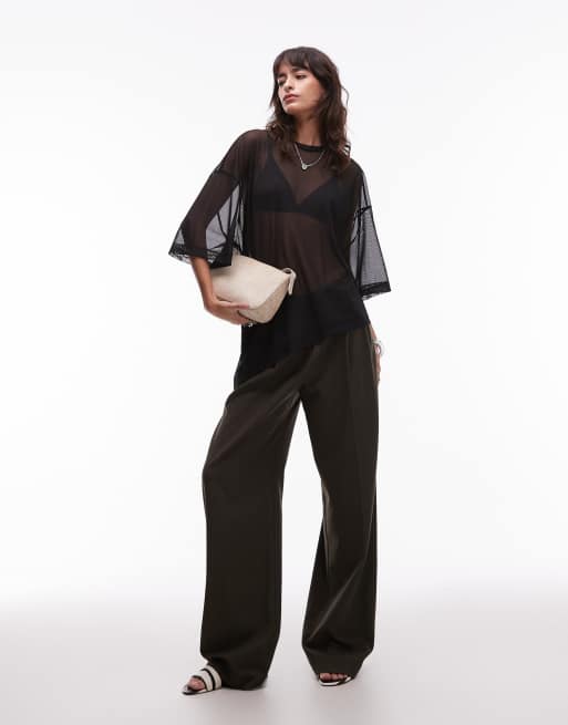 ASOS DESIGN – Czarny lejący top o pudełkowym kroju z siateczki, 3 z 4