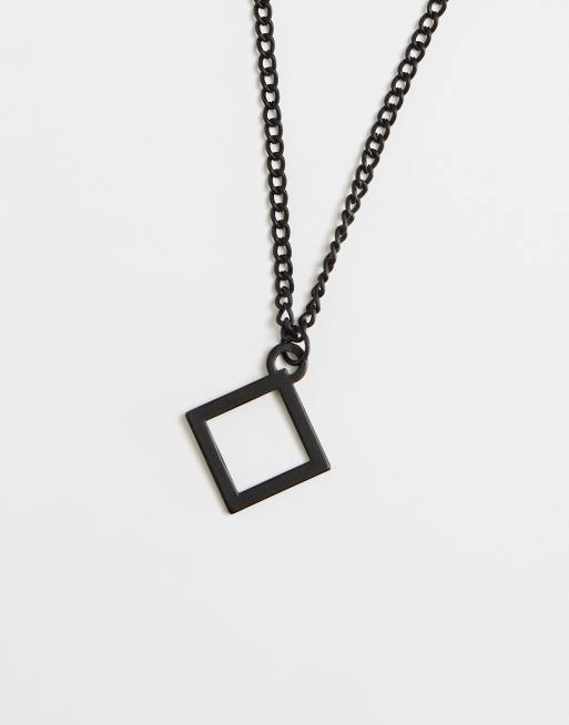 ASOS DESIGN – Czarny matowy naszyjnik z zawieszką w kształcie sześciokąta