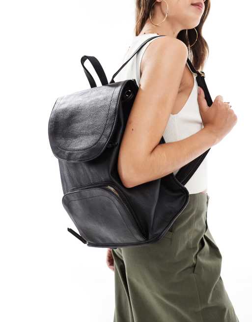 ASOS DESIGN – Czarny miękki plecak z przednią kieszenią z zapięciem na zamek