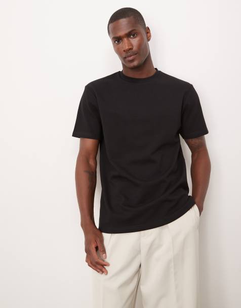 ASOS DESIGN – Czarny miękki T-shirt z grubego materiału - view 1