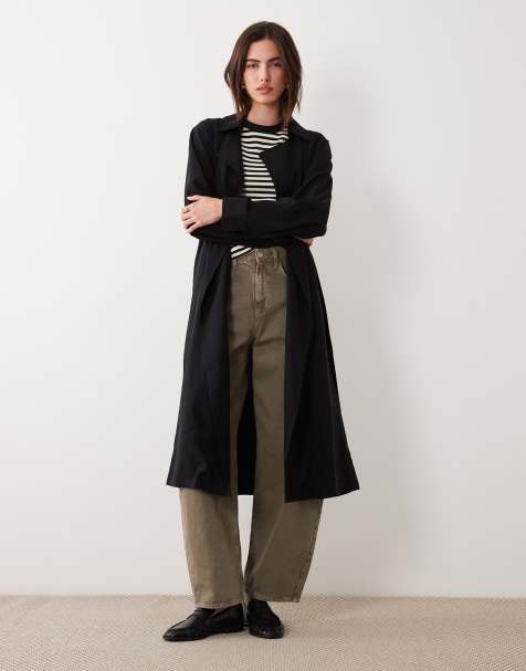 ASOS DESIGN – Czarny miękki trencz o wydłużonym fasonie - view 1