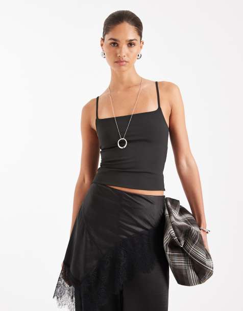 ASOS DESIGN Sculpting cropped cami top in black 