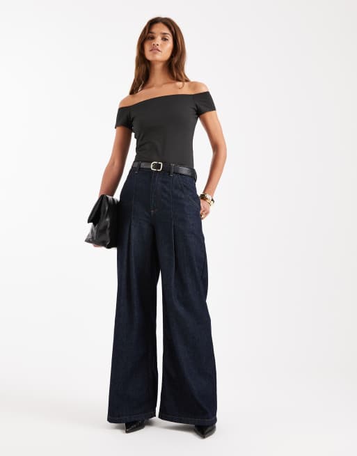 ASOS DESIGN – Czarny modelujący top z dekoltem bardot i krótkimi rękawami, 2 z 4
