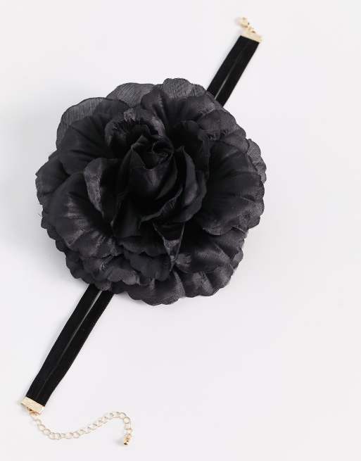 ASOS DESIGN – Czarny naszyjnik choker z kwiatem, 2 z 4
