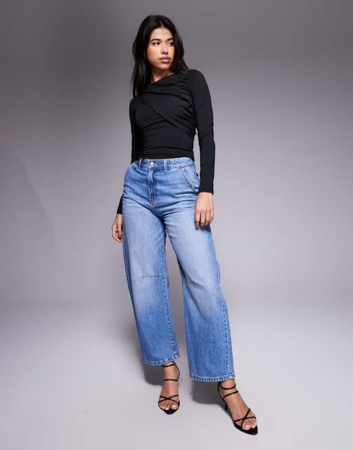 ASOS DESIGN – Czarny opinający top z długimi rękawami i drapowaniem, 4 z 4