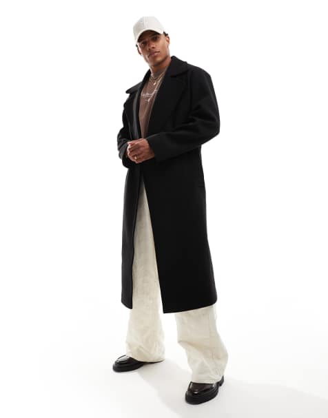 ASOS DESIGN – Czarny płaszcz oversize o wełnianym wyglądzie - view 1
