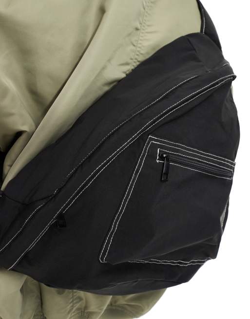 ASOS DESIGN – Czarny plecak na ramię z kontrastowym szwem, 2 z 4
