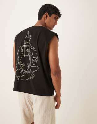 ASOS DESIGN – Czarny podkoszulek oversize o pudełkowym kroju z grafiką z kowbojem - view 1